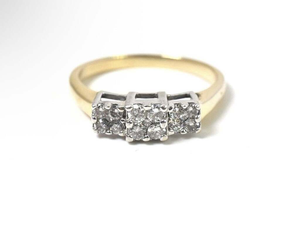 Stunning Vintage 14K Yellow Gold Diamond Cluster Ring | 4.0 Grams | Size 9.25